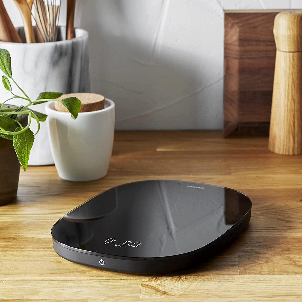 ZWILLING Enfinigy Digital Food Scale, Max Weight 22 lbs., Grams & Ounces, .1-gram Accuracy, Baking Scale, Kitchen Scale, Black