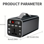 53000mAh Camping Battery Power Station, 198wh Portable Power Bank, With 110V AC Outlet, DC/PD Twoway Fast Charge, Outdoor Generator, LED Light, 4 USB