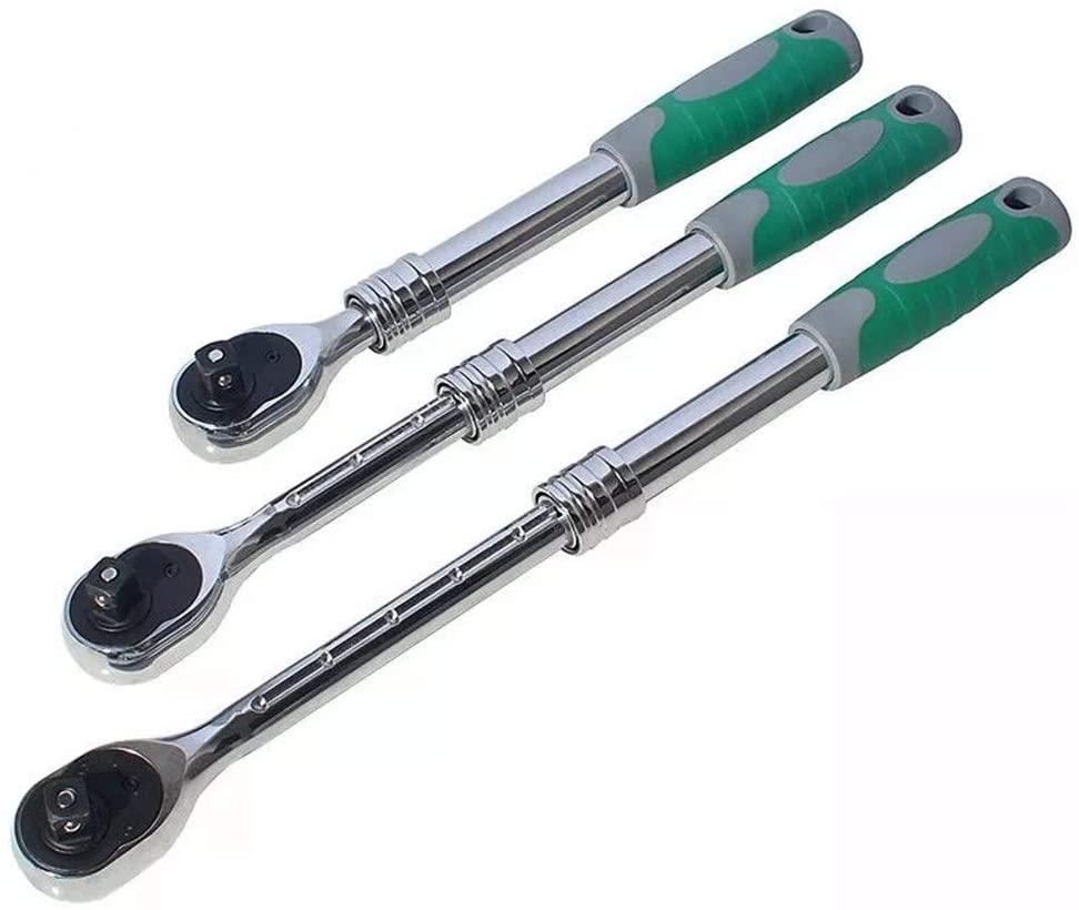 Singlin58 Tool 3pcs 1/2Inch Auto Telescopic Ratchet Wrench Universal Key Spanner Length 31-44cm Torque Wrench Car Bike Repair Tools Universal Hand Tools Bike