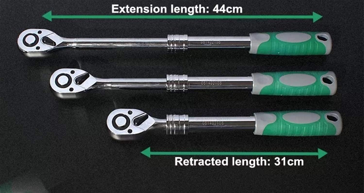 Singlin58 Tool 3pcs 1/2Inch Auto Telescopic Ratchet Wrench Universal Key Spanner Length 31-44cm Torque Wrench Car Bike Repair Tools Universal Hand Tools Bike
