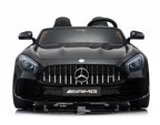 2 Seater 12V powered Mercedes ride on car 4WD for kids Remote Control LED lights Opening doors MP3 - Black
