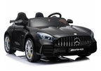 2 Seater 12V powered Mercedes ride on car 4WD for kids Remote Control LED lights Opening doors MP3 - Black