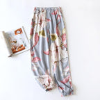 floral printed soft pants with pocket