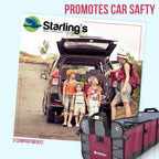 Starling's Car Trunk Organizer - Durable Storage SUV Cargo Organizer Adjustable (Bordeaux, 3 Compartments)
