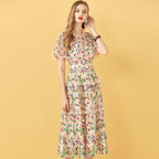 embroidery midi vintage dress