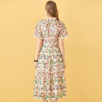 embroidery midi vintage dress