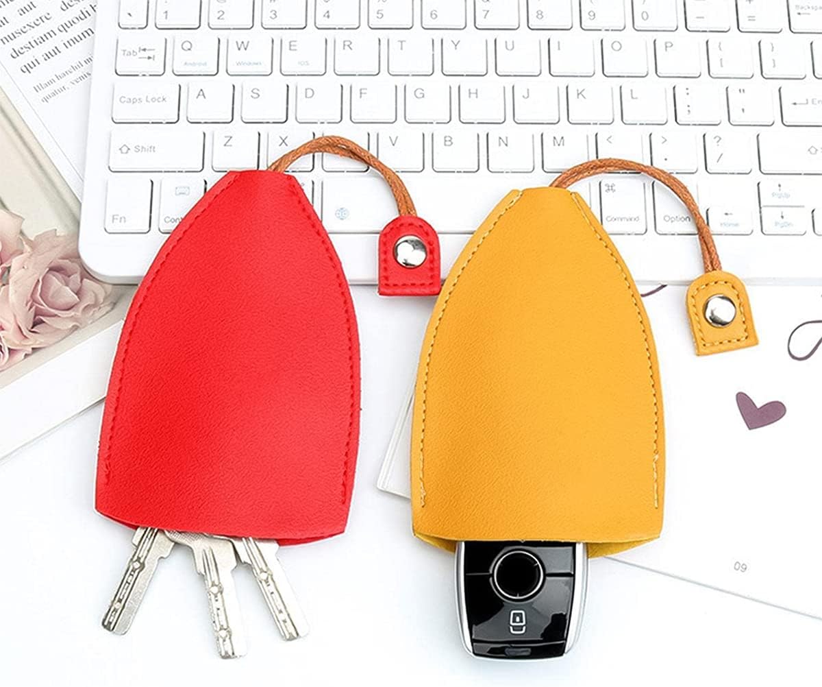 Car Key Case, 2PCS Creative Pull-Out Key Sleeve Keychain Bags, PU Leather Large-Capacity Protective Key Holder Hook (Black)