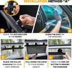 EcoNour Car Window Covers for Baby (2 Pack) | Retractable Car Window Shades for Protecting Kids, Passengers &amp; Pets from Harmful Sun Rays | Car Sun Shade for Trucks | XXL (22”x24”)