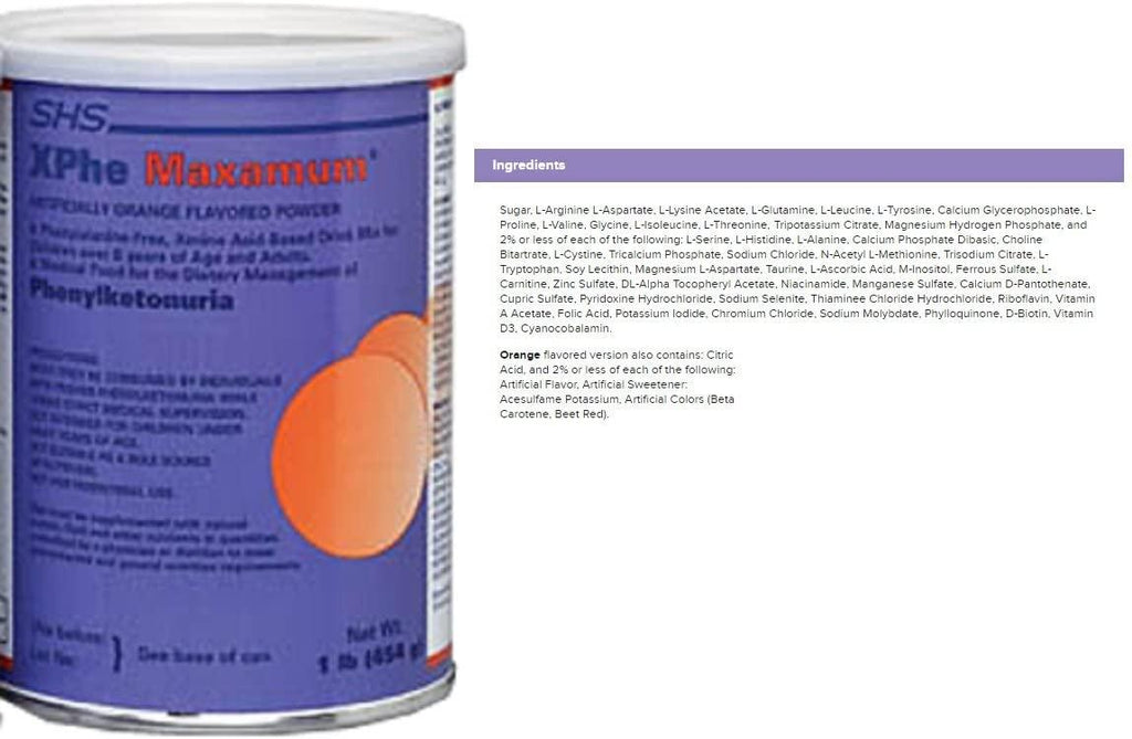 XPhe Maximum Powdered Medical Food 50g Sachet Part No. 12312 Qty 30 Per Case