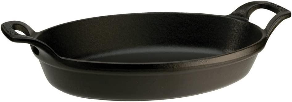 Staub Cast Iron 12.5-inch x 9-inch Oval Baking Dish - Matte Black, Made in France