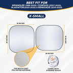 EcoNour 2-Piece Windshield Sun Shade for Jeep, Offers Complete Automotive Sun Protection, Foldable Jeep Windshield Shade Suits Wrangler, Compass, Gladiator &amp; Renegade, (X-Small 18 in x 26 in)
