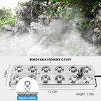 BITOWAT Ultrasonic Fogger 12 Heads Mist Maker with Waterproof Power Supply + 6 PCS Replaceable Ceramics Discs + Replacement Tool 7kg/h Mini Fog Machine for Greenhouse Garden Lawn and Pond