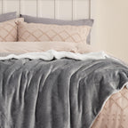 Bedsure Sherpa Fleece Throw Blanket for Couch - Thick and Warm Blanket for Winter, Soft and Fuzzy Throw Blanket for Sofa, Fall Throw Blanket, Grey, 50x60 Inches