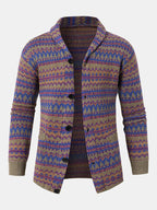 mens colorful knitted lapel single breasted double pocket casual cardigans