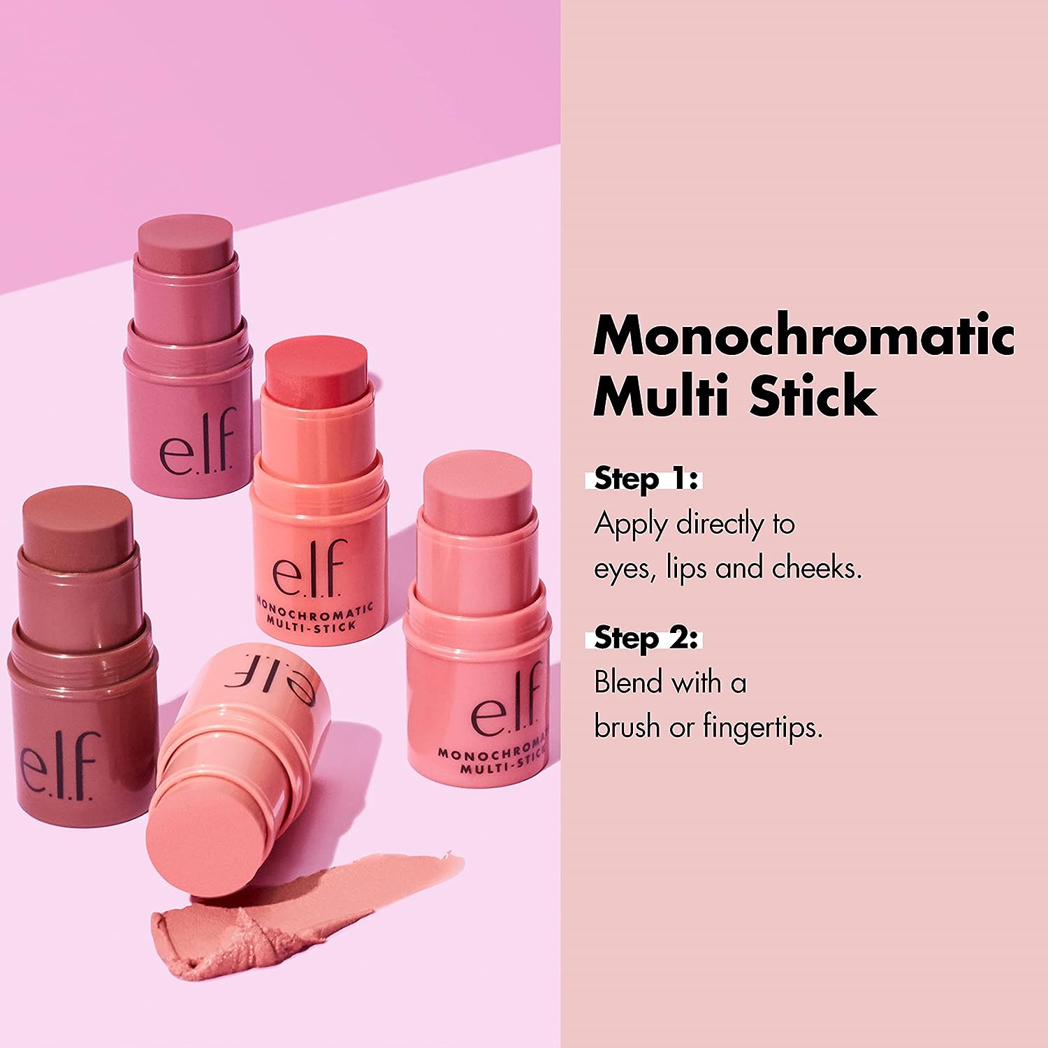 e.l.f. Monochromatic Multi Stick, Luxuriously Creamy &amp; Blendable Color, For Eyes, Lips &amp; Cheeks, Glimmering Guava, 0.155 Oz (4.4g)