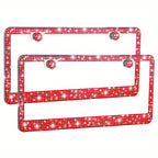 2pcs Luxurious Bling License Plate Frames - Handcrafted  Steel Frames with Artificial Diamonds - Sparkly Car License Plate Cover