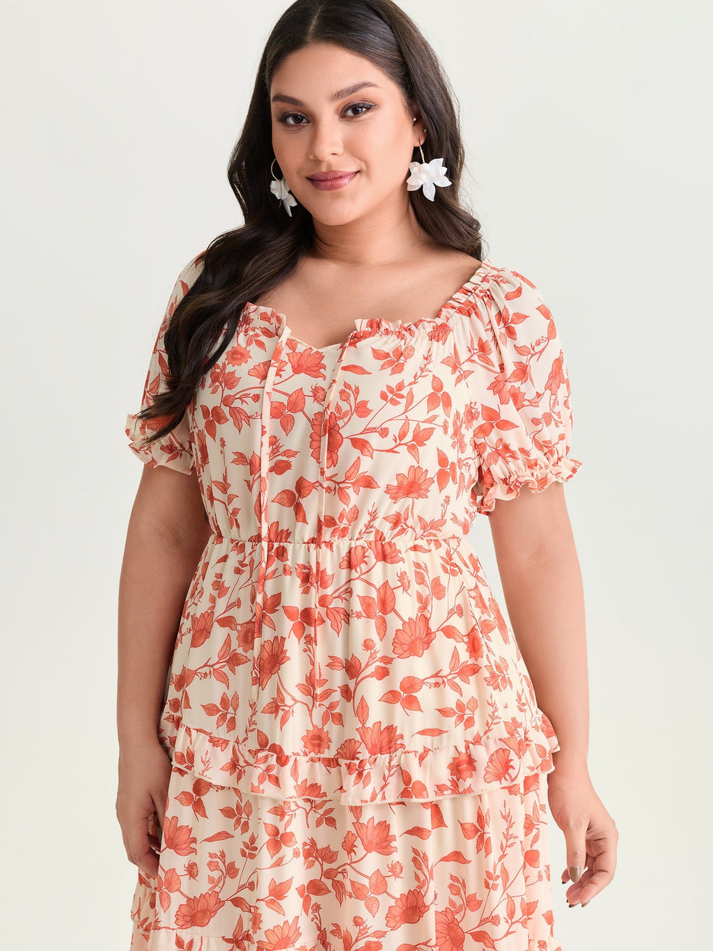 Floral Ruffled Edge Tiered Maxi Dress