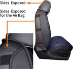 Aierxuan Seat Covers for 2007-2024 GMC Sierra Chevy Chevrolet Silverado 1500 2500HD 3500HD Trail Boss Z71 Crew Double Extended Cab Waterproof Leather Truck Pickup Cuchion(Full Set, Black-Blue)