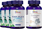 Esmond Natural: Anti-Aging Bundle (3 of NMN Plus & 1 of Collagen 1000), GMP, Natural Product Assn Certified, Made in USA