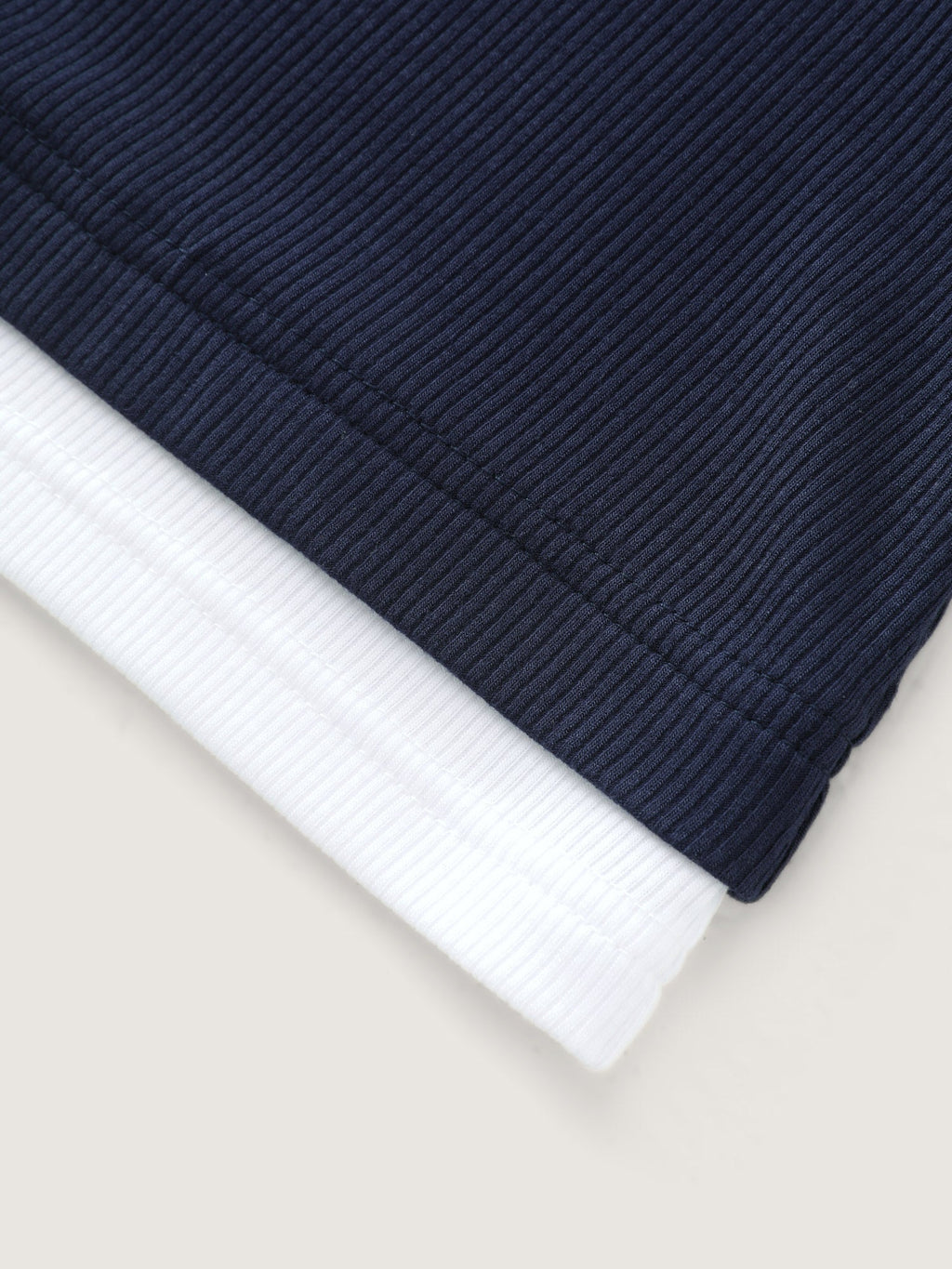 Color Contrast Layered Split Neck T-Shirt