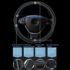 Car Steering Wheel Cover,Anti-Slip, Safety, Soft, Breathable,Heavy Duty, Thick,Full Surround,Sports Style (Black with Light Blue Line)