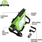 Greenworks 48V 14" Brushless Cordless Electric Lawn Mower, Leaf Blower, String Trimmer, Hedge Trimmer, Work Light, Fan, (2) 4.0Ah Batteries and Rapid Charger