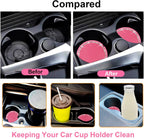 2PCS Bling Car Cup Coaster, 2.75 Inch Auto Car Cup Holder Insert Coasters Silicone Anti-Slip Crystal Rhinestone Drink Car Cup Mat, Universal Vehicle Interior Accessories for Women Girls (Pink)
