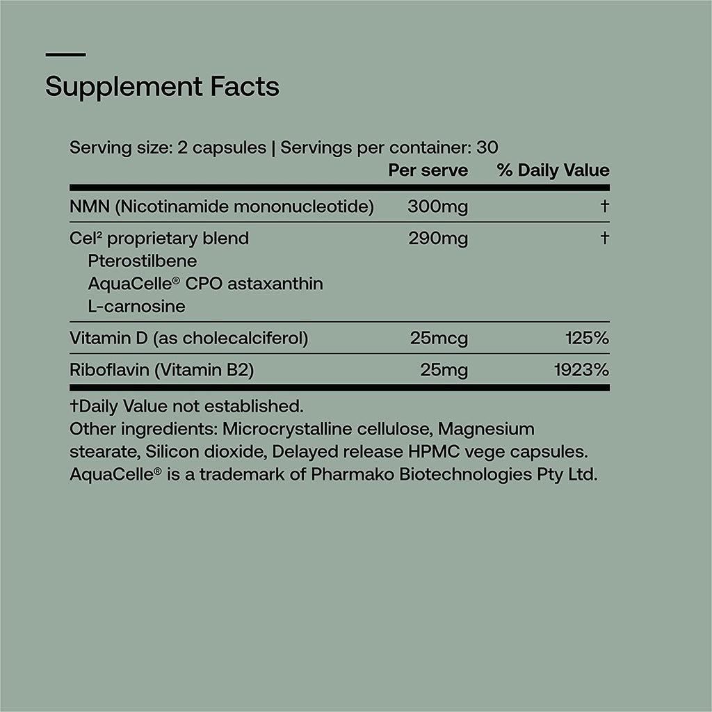 SRW Laboratories Cel² Nourishment | Supports Youthful Cell Function, Healthy DNA, and Healthy Levels of NAD+  | 180 Capsules