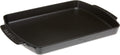 Staub Cast Iron 13 x 9-inch Rectangular Serving Dish with Wood Base - Matte Black, Made in France