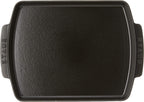 Staub Cast Iron 13 x 9-inch Rectangular Serving Dish with Wood Base - Matte Black, Made in France