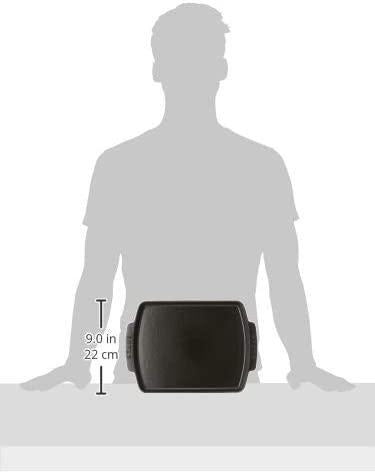 Staub Cast Iron 13 x 9-inch Rectangular Serving Dish with Wood Base - Matte Black, Made in France