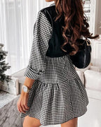 harper faux leather shirt babydoll dress