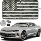 Autoamerics 1-Piece Windshield Sun Shade Green Camo American Flag USA  - Foldable Car Front Window Sunshade for Most Sedans SUV Truck - Blocks Max UV Rays and Keeps Your Vehicle Cool - Small
