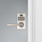 917 SmartCode Satin Nickel Contemporary Electronic Single-Cylinder Halifax Door Lever Featuring SmartKey Security