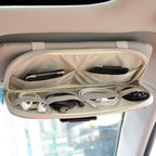 Da by Car Sun Visor Organizer Auto Car Visor Pocket and Interior Accessories Car Truck Visor Storage Pouch Holder with Multi-Pocket Net Zippers (Beige Light Yellow)