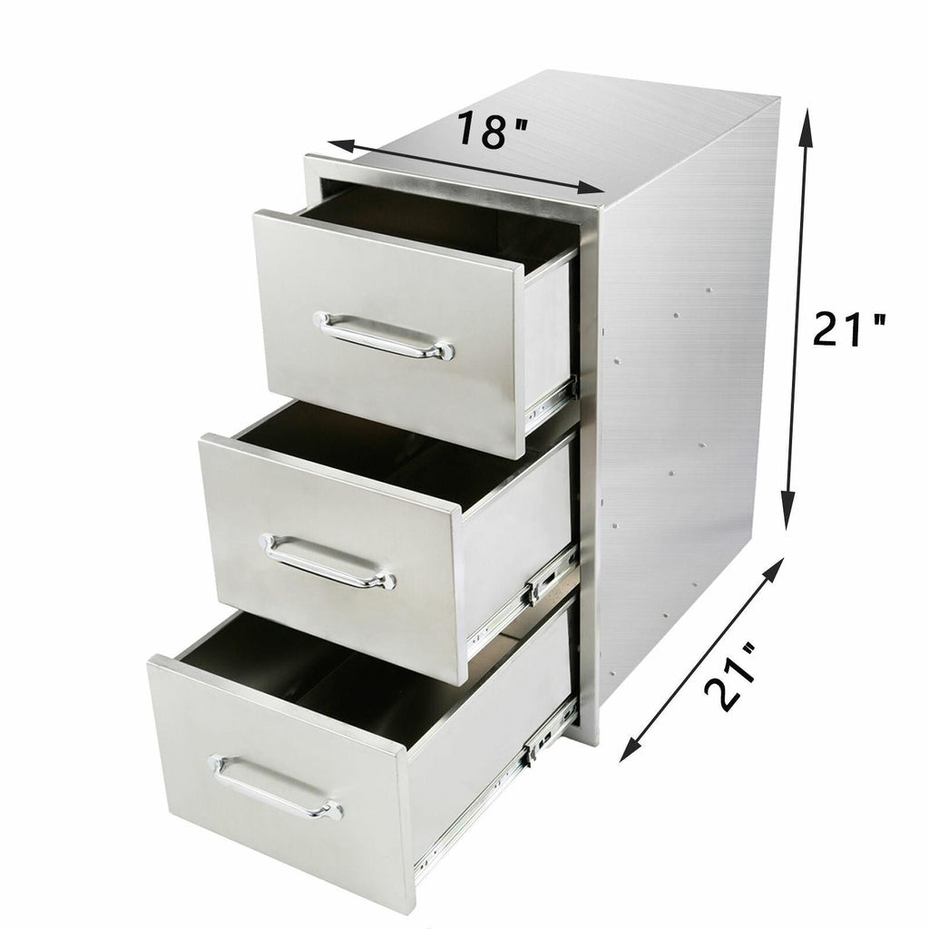 Outdoor Kitchen Drawers 18x21x21 Inch BBQ  Steel Triple Drawers,New