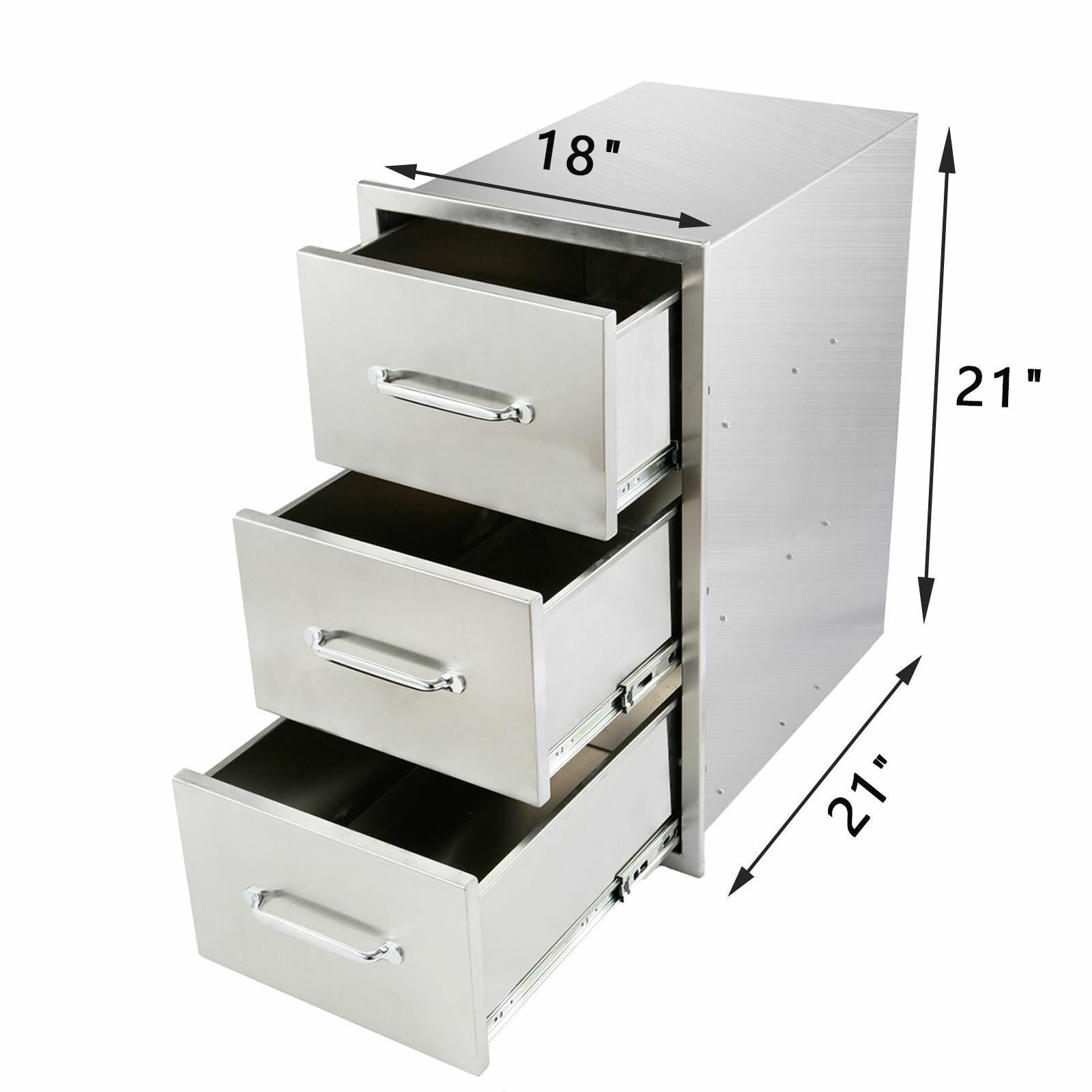 Outdoor Kitchen Drawers 18x21x21 Inch BBQ  Steel Triple Drawers,New