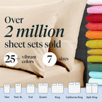 LuxClub 6 PC Full Size Sheet Set Bamboo Sheets Deep Pockets 18" Eco Friendly Wrinkle Free Cooling Sheets Machine Washable Hotel Bedding Silky Soft - Cream Full
