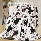 1pc Soft and Warm Cow Print Blanket - Plush Fleece Flannel Throw for All-Season Comfort - Perfect for Daughters, Adults, Students, and Teens