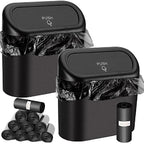 Leak-Proof Mini Car Trash Can with Lid &amp; 2 Packs of 70 GarbaBags - The Perfect Car Accessory!