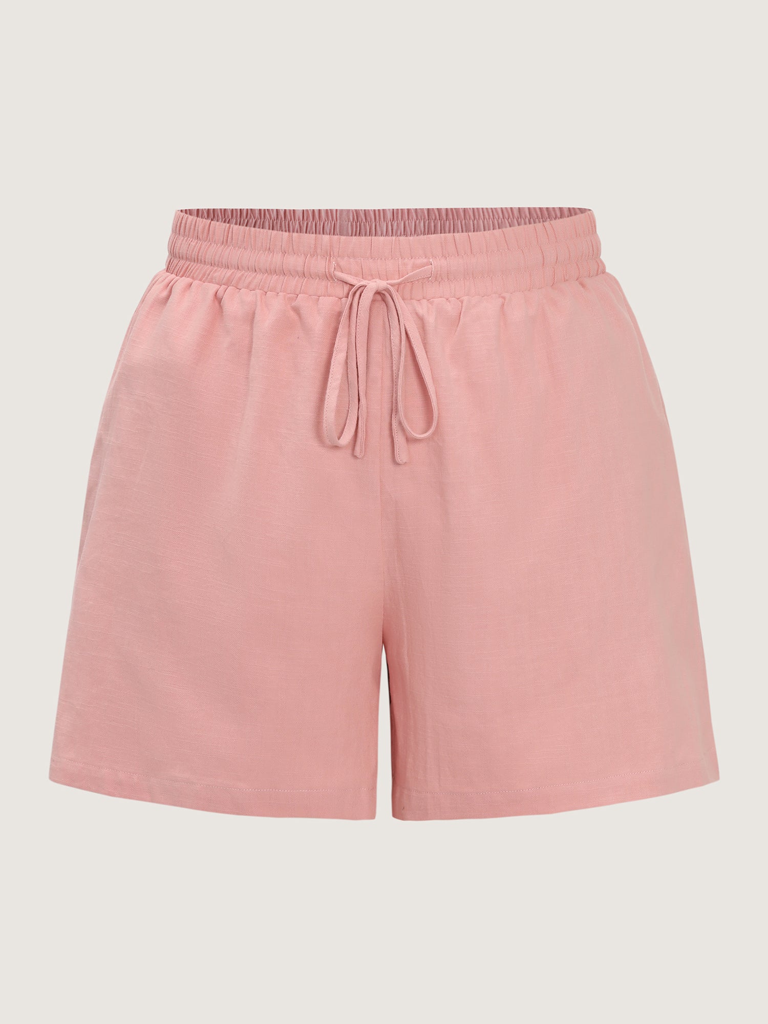 Plain Drawstring Elastic Waist Pockets Shorts