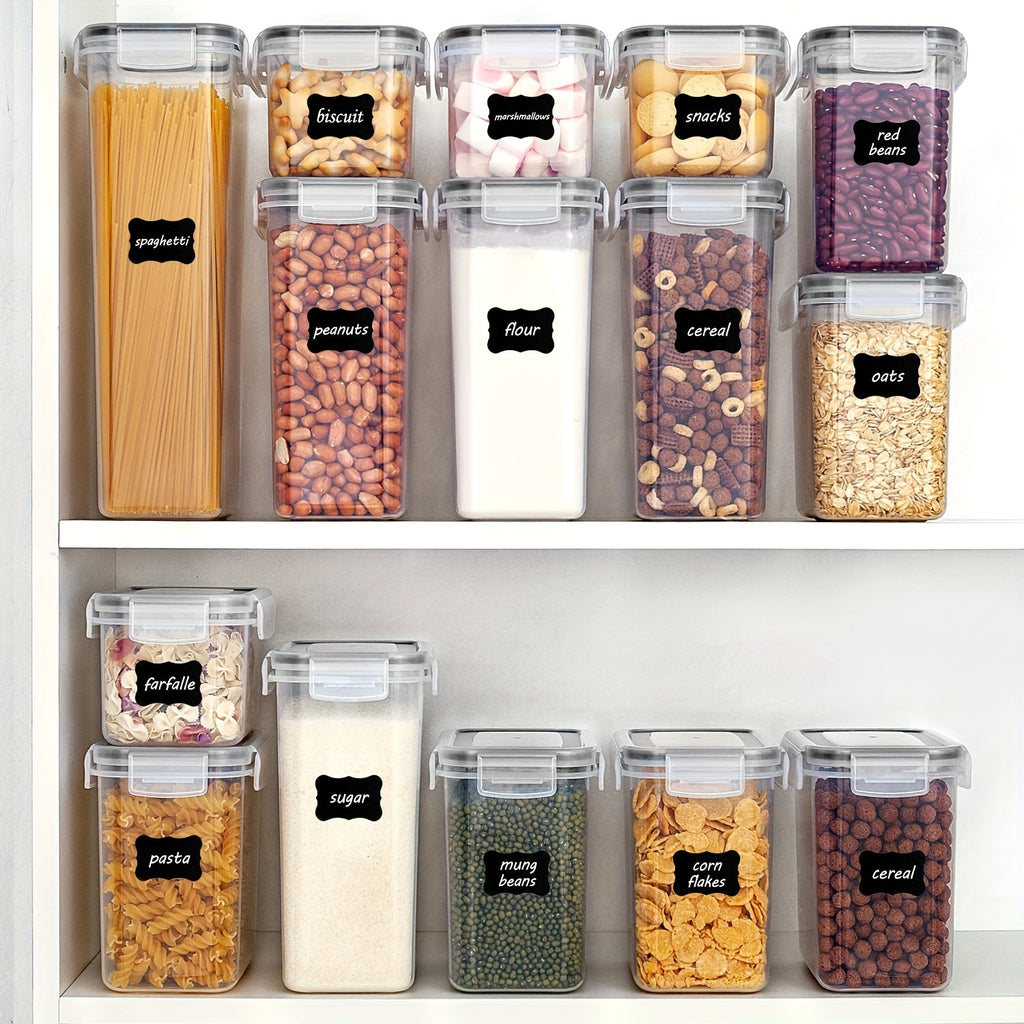 12pcs Airtight Food StoraContainers: BPA Plastic Kitchen Canisters For Flour, Sugar, Cereal &amp; Labels