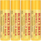 Burt's Bees Lip Balm, Moisturizing Lip Care, for All Day Hydration, 100% Natural, Original Beeswax with Vitamin E &amp; Peppermint Oil (4 Pack)
