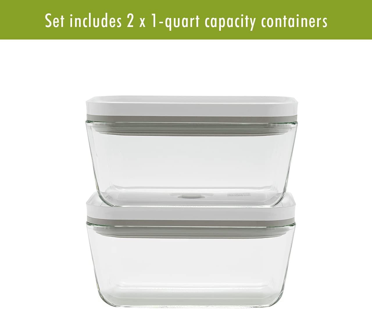 ZWILLING Fresh & Save 2-Piece Medium Glass Airtight Food Storage Container, Meal Prep Container