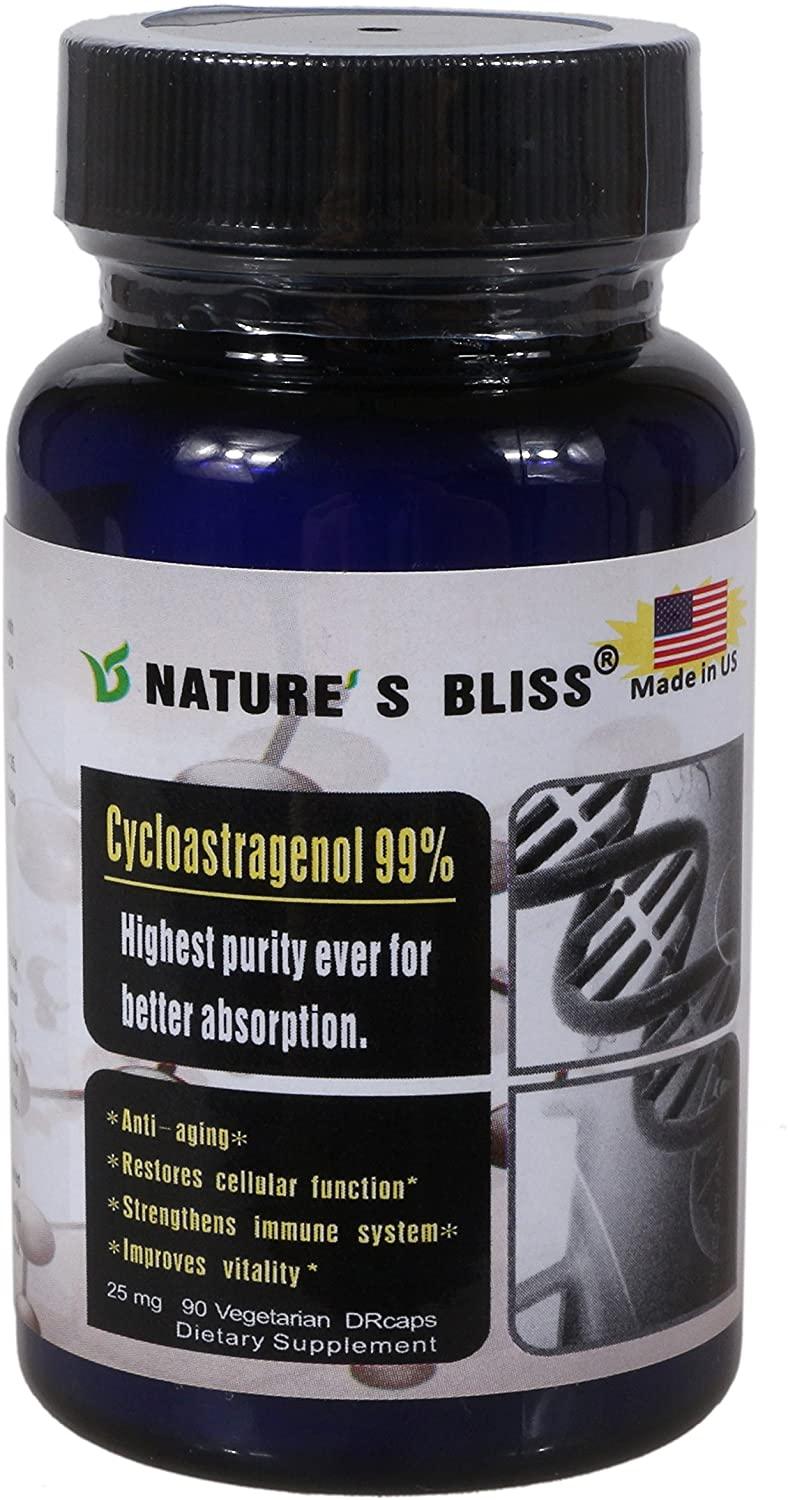 Stomach Acid Protected & Super-Absorption Cycloastragenol 99%, Made in USA, 25mg, 90caps