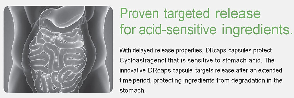 Stomach Acid Protected & Super-Absorption Cycloastragenol 99%, Made in USA, 25mg, 90caps