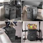 Ryhpez Car Trash Can with Lid - Car Trash Bag Hanging with Storage Pockets Collapsible and Portable Car Garbage Bin