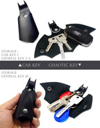 CAILLU KeyChain Leather Bat for men gifts and women Car key fob case,pop keys ring cover holder for stocking stuffers for men