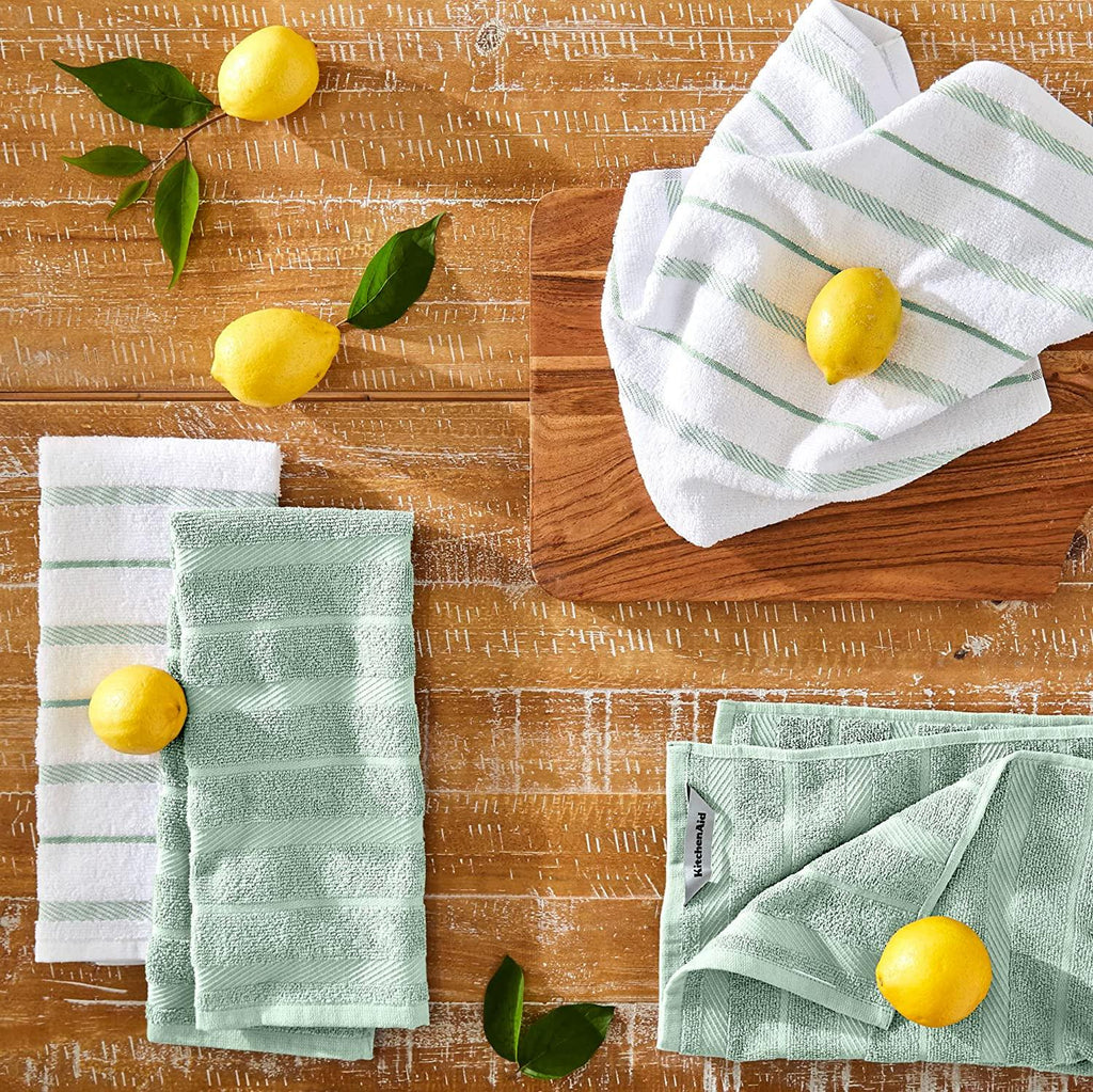 KitchenAid Albany Kitchen Towel Set, Set of 4, Pistachio