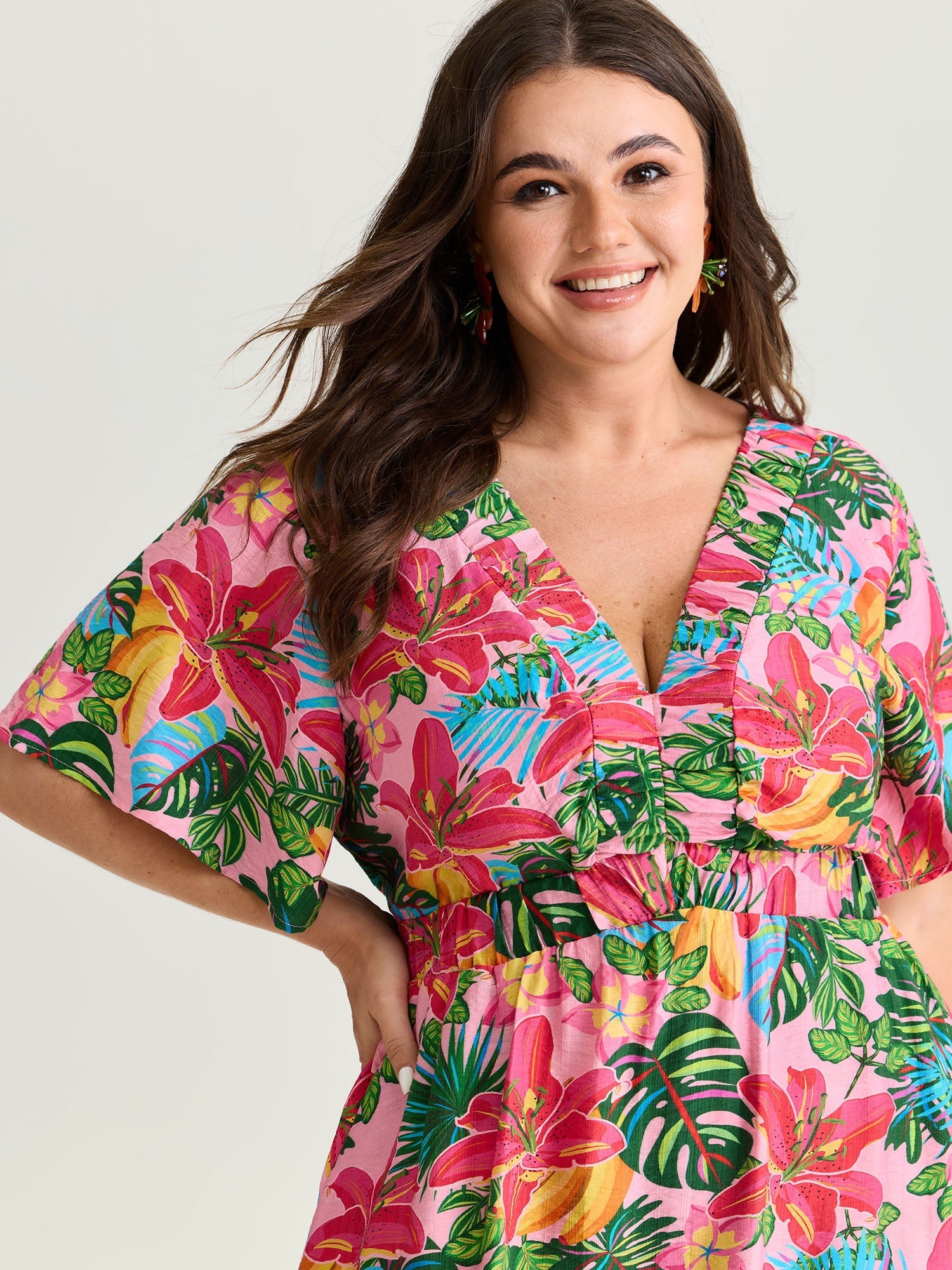 Bright Floral Print Built-In Shorts Mini Dress